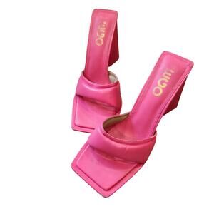 EGO Hot Pink Square Toe Slide On Heels Size 9 (Uk7)‎